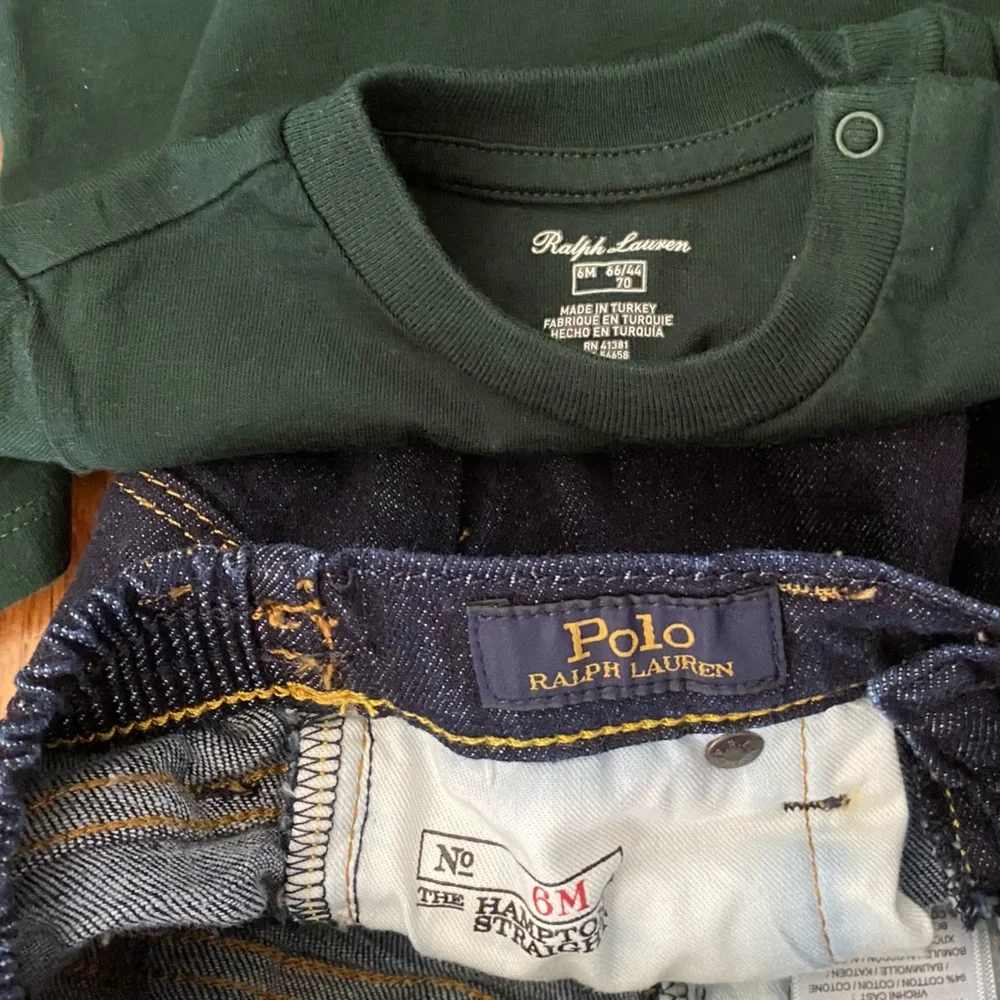 Ralph Lauren Green Bear Graphic Tee and Dark Jeans Set